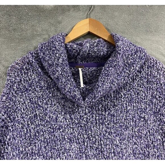 Free People BFF Pullover Sweater Purple Grape Plush Cowl Neck Boxy Oversized Sm - Picture 5 of 13